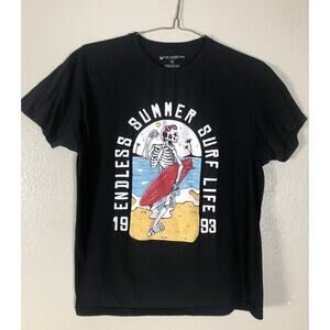 Surf Americana Skeleton Surfer Chic & Cheerful Men’s Shirt Black Size Medium